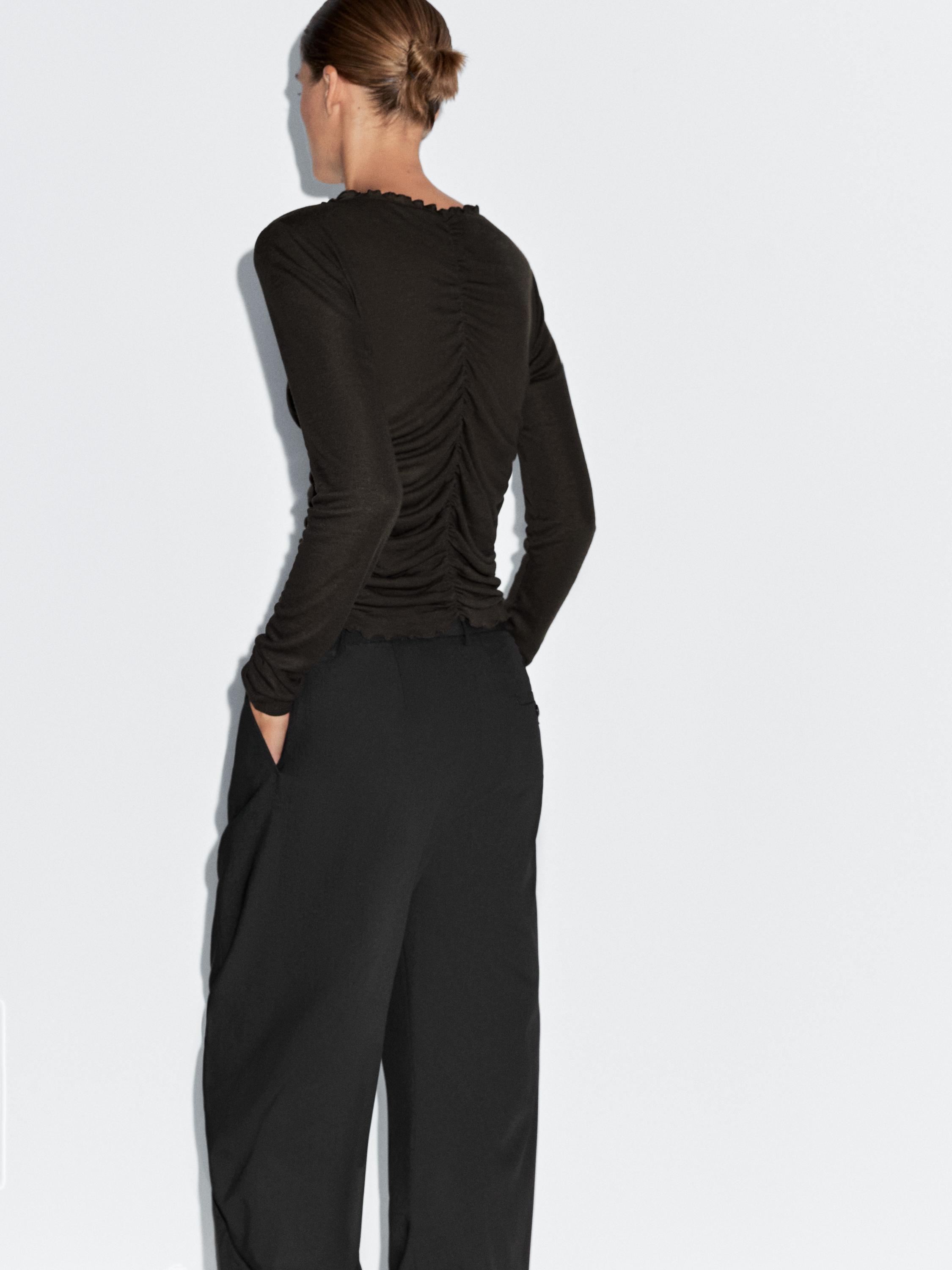 T-shirt manches longues froncé